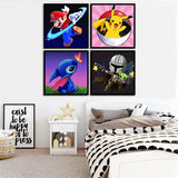 KOJEFCV 4 Pack Cartoon Paint by Number for Kids-Paint by Numbers for Kids Ages 4-8-12, DIY Paints with Numbers Easy Acrylic Oil Painting Kits for Home Wall Decor (8X8inch) KOJEFCV