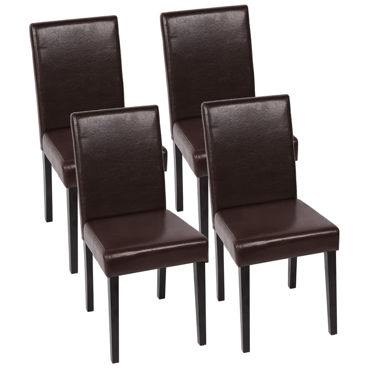 FDW Dining Chairs Set of 4, Dining Room Chairs Kitchen Chairs,Side PU Cushion Chairs with Waterproof Surface and Wood Legs,for Kitchen Restaurant and Living Room,Leather Brown FDW