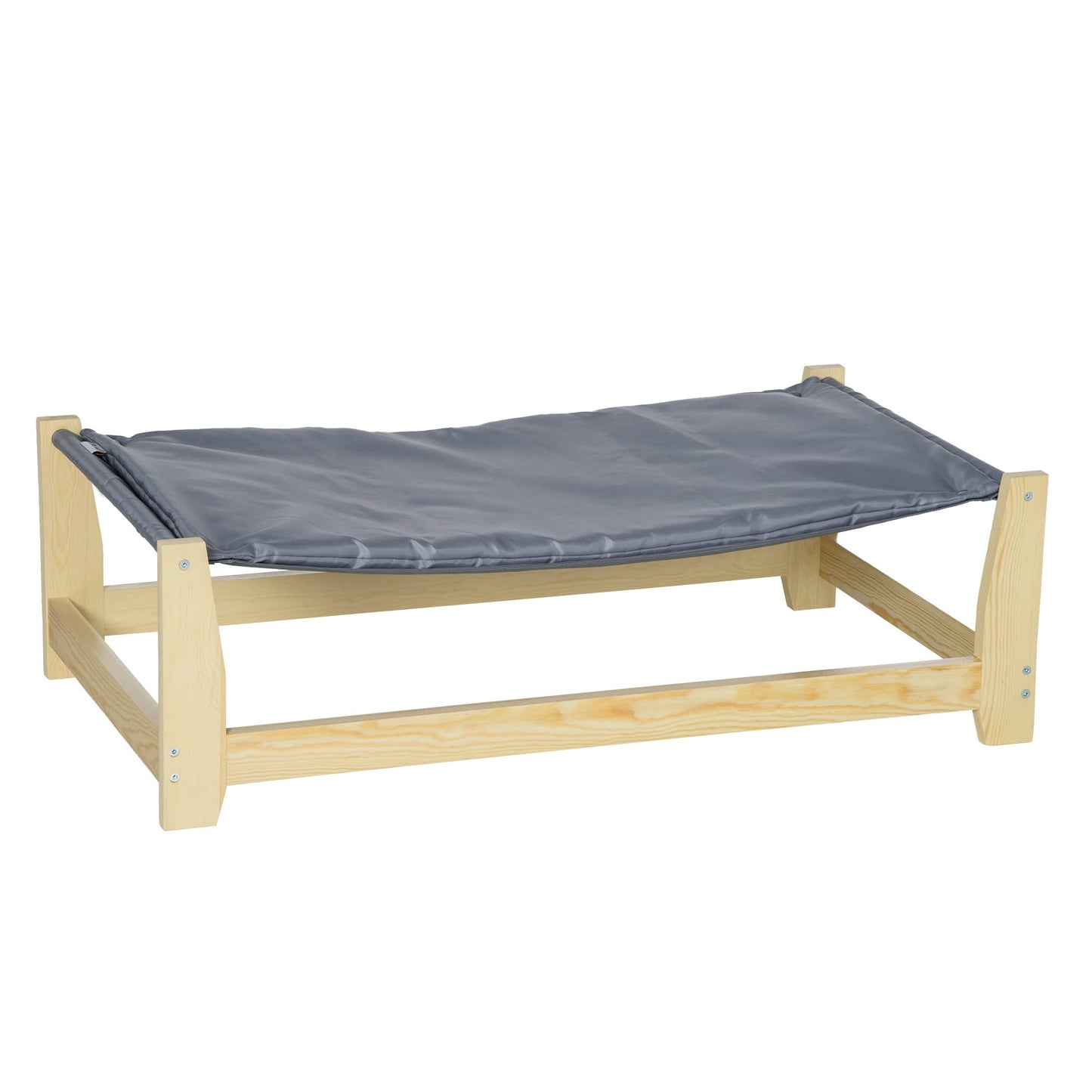 PawHut Raised Pet Bed Wooden Frame Dog Cot with Washable Cushion for Small Medium Sized Dogs Indoor Outdoor, 35.5" x 20" x 11" - WoodArtSupply