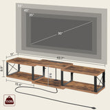 MAHANCRIS Floating TV Stand with Power Outlet, Wall-Mounted Entertainment Console Center with Storage, Floating TV Shelf for Under TV Storage, for Living Room, Bedroom, Rustic Brown TVHR101E01 MAHANCRIS