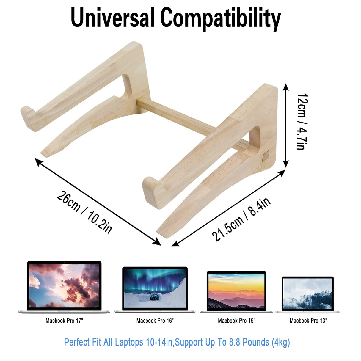 UI U & I Laptop Stand, Wooden Laptop Stand, Detachable Wooden Notebook Holder Mount Stand for Desk, 11-14inch Compatible with Apple MacBook Air Mac Pro, HP, DELL, Acer, Toshiba, Surface, Lenovo etc UI U & I