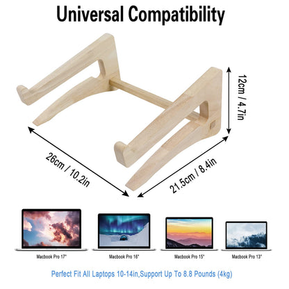 UI U & I Laptop Stand, Wooden Laptop Stand, Detachable Wooden Notebook Holder Mount Stand for Desk, 11-14inch Compatible with Apple MacBook Air Mac Pro, HP, DELL, Acer, Toshiba, Surface, Leno - WoodArtSupply