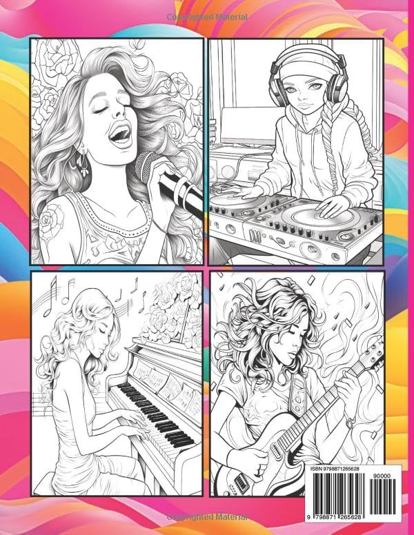 A Music Lover Adult Coloring Book: Cool Music Themed Coloring Book for Adults for Stress Relief and Self Care