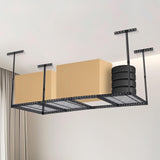 EcoSummer 4x8 FT Overhead Garage Storage Rack, Steel Ceiling Storage Rack for Garage, Height Adjustable 22''-40", Heavy Duty 330 lbs Weight Capacity Storage Organizer System, for Basement Warehouse EcoSummer