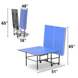 9ft Mid-Size Folding Rolling Ping Pong, Foldable & Portable Ping Pong Table Set for Indoor Games with Net, 2 Table Tennis Paddles and 3 Balls, Size 108 * 60 * 30Inch HIMcup