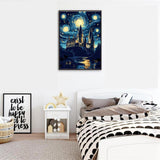 AALBLAC Magic Castle Paint by Numbers Kit for Adults Beginner - Starry Night Castle Paint by Numbers Canvas, DIY Abstract Landscape Oil Painting for Gift Home Wall Decor 16x20inch AALBLAC