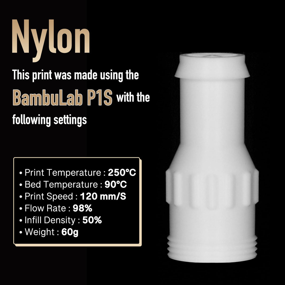 YXPOLYER 3D Printer Filament Nylon Filament PA6 2.2 lbs 1kg White Nylon with Heat-Resistant AMS-Compatible Spool, 3D Printing Filament Easy PA 1.75mm yxpolyer