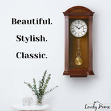 Pendulum Wall Clock Battery Operated - Large, Wooden Hanging Grandfather Wall Clock with Pendulum, 27x11 - Quiet, Made with Real Wood for Living Room Decor, Office & Home Décor Gift Lovely Home Essentials