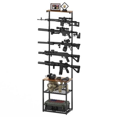 Poyilooo Gun Rack, Indoor Gun Racks for Wall Mount Gun Display Stand, Floor Gun Stand Holds up 5 Guns Storage Airgun Rifle Holder Hunting Gun Shelf (Medium 17.3 L*12.6 W*71 H in) Poyilooo
