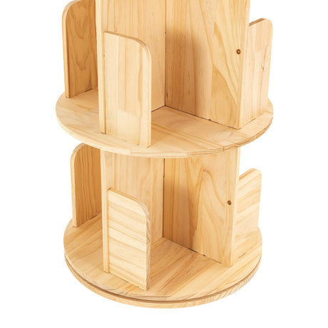 ZAWAYINE 4-Tier 360° Rotating Wooden Bookshelf with Stackable Shelves for Living Room and Office Storage ZAWAYINE