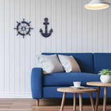 MDLUU Wooden Ship Wheel, Ship Rudder Decor, Helm Wheel Wall Hanging Ornament (11"(navy blue)) MDLUU