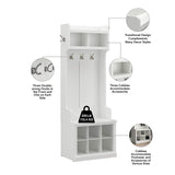 Bush Furniture Woodland Full Entryway Storage Set with Coat Rack and Shoe Bench with Doors | Mudroom Organizer for Footwear, Clothing, White Ash Bush Business Furniture