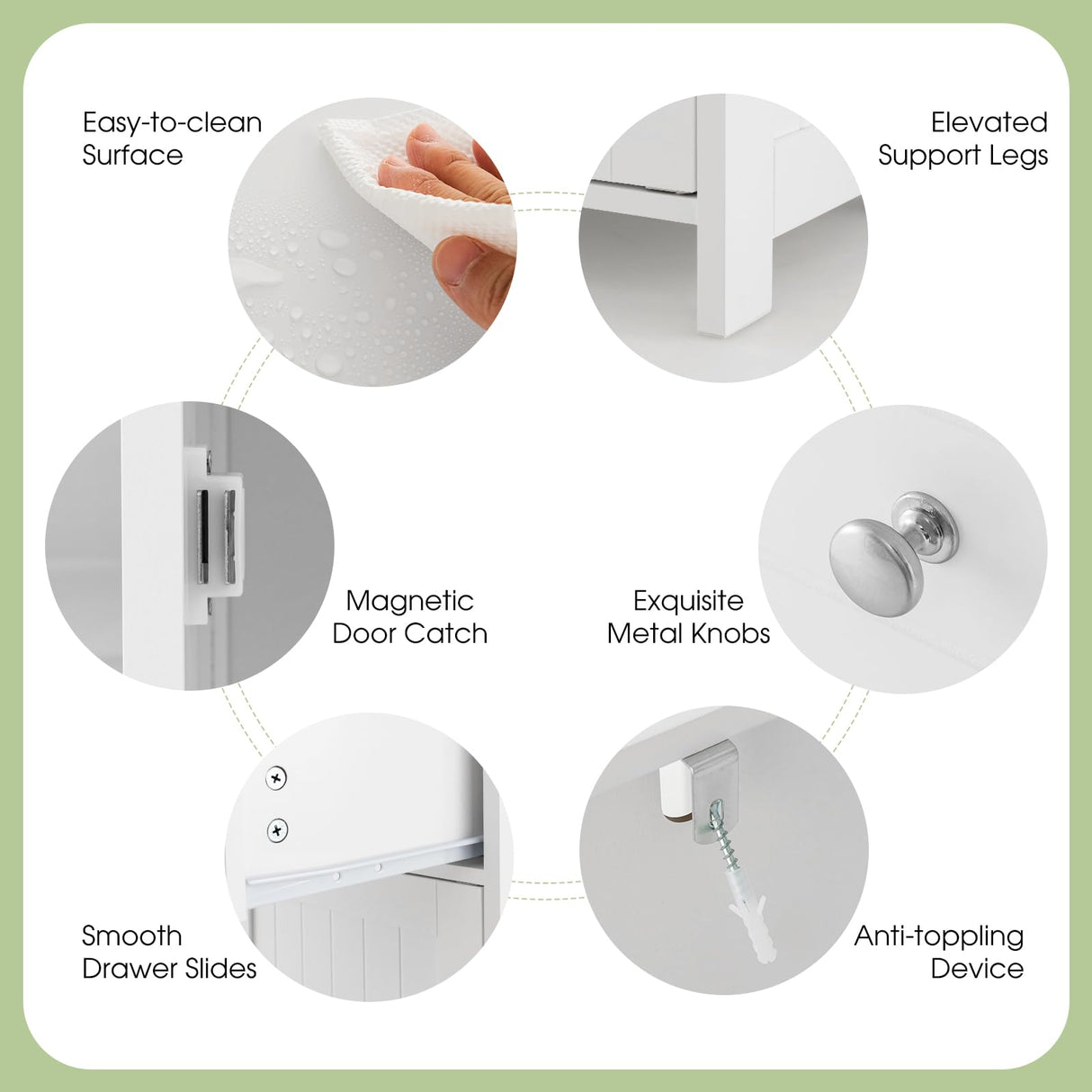 Giantex White Freestanding Storage Cabinet with Drawer and Adjustable Shelf for Bathroom and Living Spaces Giantex