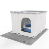 Cat Litter Box Enclosure, Large Cat Toilet Splash Guard Without Leakage (24"L × 18.9"W × 16.5"H) Foldable Litter Tray Screen with Non-Slip Mats & Dust Cover, Pet Bathroom Pee Shields (No Litter Box) Acools