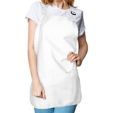 DALIX Apron Commercial Restaurant Home Bib Spun Poly Cotton Kitchen Aprons (3 Pockets) in White DALIX