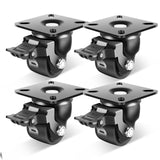 Nefish 2 Inch Caster Wheels with Brake, Extra Width Plate Swivel Caster Set of 4 Heavy Duty Load Capacity 2200 LBS, Sturdy Nylon Furniture Caster Wheels for Cart, Furniture, Toolbox Workbench Nefish