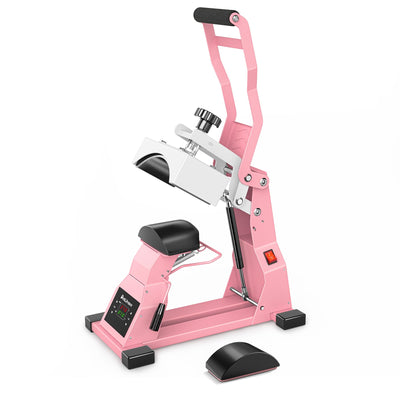 Hat Heat Press Machine for Caps with 2pcs Interchangeable Platens(6.7"x3.8", 6.7"x2.5"), Cap Heat Press for Stuctured Hats Heat Transfer Printing for Caps-Pink