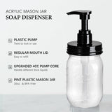 Amolliar Plastic Mason Jar Soap Dispenser with Pump Lid,16OZ Refillable BPA-Free Hand Soap Dispenser Set with Cute Lables - Farmhouse Decor for Kitchen/Bathroom,Liquid Soap,Dish Soap, Lotion (2 Pack) Amolliar