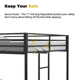 Full Over Full Bunk Beds for Kids/Adults,Heavy Duty Kids Bunk Beds, Metal Bunk Bed Full Over Full,Floor Bunk Beds,Noise Reduced Structure,Black Bellemave