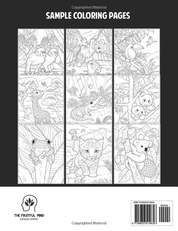 Jungle Baby Animals: A Coloring Book for Adults and Kids with Cute Monkeys, Tigers, Elephants, Crocodiles and More! WoodArtSupply