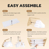 Epelay 19" Toddler Bookshelf, 6-Tier Double-Sided Kids Bookshelf, Montessori Bookcase for Toddlers with Deep Fabric Pockets, Natural Wooden Toy Storage Organizer for Nursery or Playroom Epelay