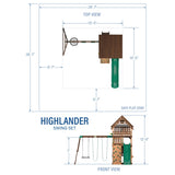 Backyard Discovery Highlander All Cedar Wooden Swing Set, 3 Levels, Step Ladder, Snack Bar with Bench, Sandbox, 2 Belt Swings, Web Swing, 10ft Wave Slide, Rock Wall, Backyard Discovery