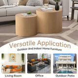 Round Nesting Coffee Table Set of 2 Modern Small Round Coffee Table Round End Table Small Side Table Circle Coffee Table Circular Nested Coffee Table for Living Room (Light Wood) YYZIWYUN