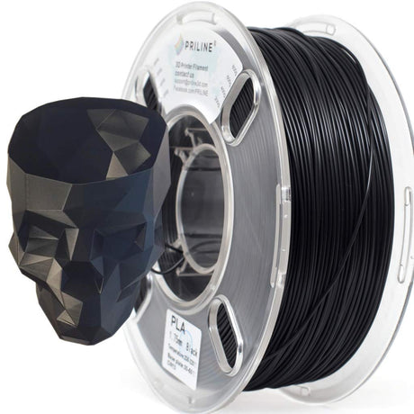 PRILINE PLA Filament 1.75mm, PRILINE PLA 3D Printer Filament, 1kg Spool (2.2lbs) 3D Printing Filament Fits for Most 3D Printers, Dimensional Accuracy +/- 0.02mm,Black PRILINE