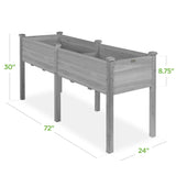 Best Choice Products 72x24x30in Raised Garden Bed, Elevated Wood Planter Box Stand for Backyard, Patio, Balcony w/Divider Panel, 6 Legs, 300lb Capacity - Gray Best Choice Products