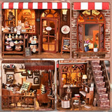 DIY Miniature House Kit, Dollhouse Fantastic Corner Shop for Adults to Build, Birthday/Christmas Day Gift for Family and Friends, Prefab Tiny Home with LED Lights,Corner Dessert House