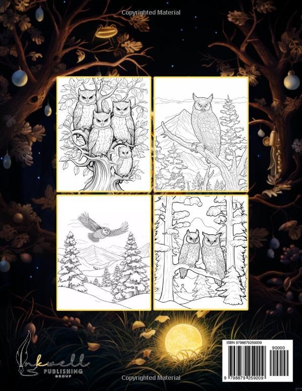 Enchanting Owl Coloring Book for Adults - Stress Relief and Relaxation | 50 Beautiful Designs | Ideal Gift for Kids, Teens, and Adults Majosta