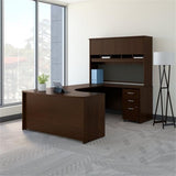 Bush Business Furniture Series C Right Handed Bow Front U Shaped Desk with Hutch and Storage, 60W, Mocha Cherry Bush Furniture