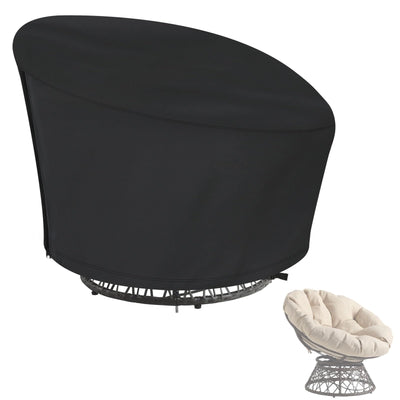 Iptienda Papasan Chair Cover, 40inch Waterproof Egg Chair Cover with Zipper for Wicker Oversized Papasan Chair/Bowl Chair, Black-40"W x 40"D x 36"H