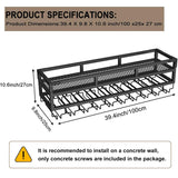 Pengfei LED Wine Rack Wall Mounted, Industrial Metal Wall Wine Shelf & Glass Holder, Large Floating Shelves Wine Bottle Storage Display Rack for Home Bar Dining Room Decor, Black Pengfei