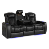 Valencia Home Theater Seating Tuscany 2025 3-Seat Power Recliner with Center Console - Top Grain Nappa 11000 Leather, Cool Gel Memory Foam, USB-C/A Charging, RGB Lights (Midnight Black) VALENCIA THEATER SEATING
