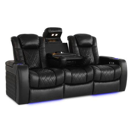Valencia Home Theater Seating Tuscany 2025 3-Seat Power Recliner with Center Console - Top Grain Nappa 11000 Leather, Cool Gel Memory Foam, USB-C/A Charging, RGB Lights (Midnight Black) VALENCIA THEATER SEATING