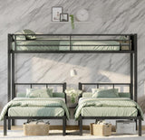 Bellemave Twin Triple Bunk Bed for Kids, Teens,Adults, Metal Twin XL Bunk Beds for 3, 3 bunk Bed for Kids, Adults（Heavy Metal, Black） Bellemave