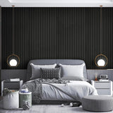 INNO STICKERS 3-Piece Wood Slat Wall Panel for Interior Wall Decor Noise Cancelling 94.5" x 11.4" Acoustic Decorative 3D Sound Absorbing Wall Paneling, Black Oak, 22.4 Sq.Ft INNO STICKERS