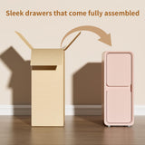 VICITON Modern Narrow Faux Leather Nightstand, Solid Wood Drawer, Storage Accent Table, Small Side End Table for Bedroom (Pink, Narrow) VICITON