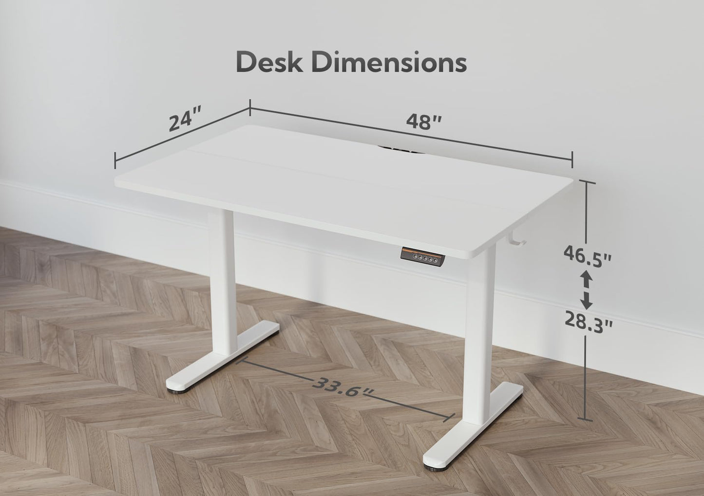 YDN Electric Standing Desk, Adjustable Height Stand up Desk, 48x24 Inches Sit Stand Home Office Desk with Splice Board,White Top - WoodArtSupply