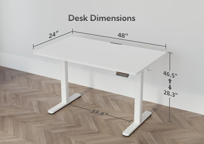 YDN Electric Standing Desk, Adjustable Height Stand up Desk, 48x24 Inches Sit Stand Home Office Desk with Splice Board,White Top - WoodArtSupply