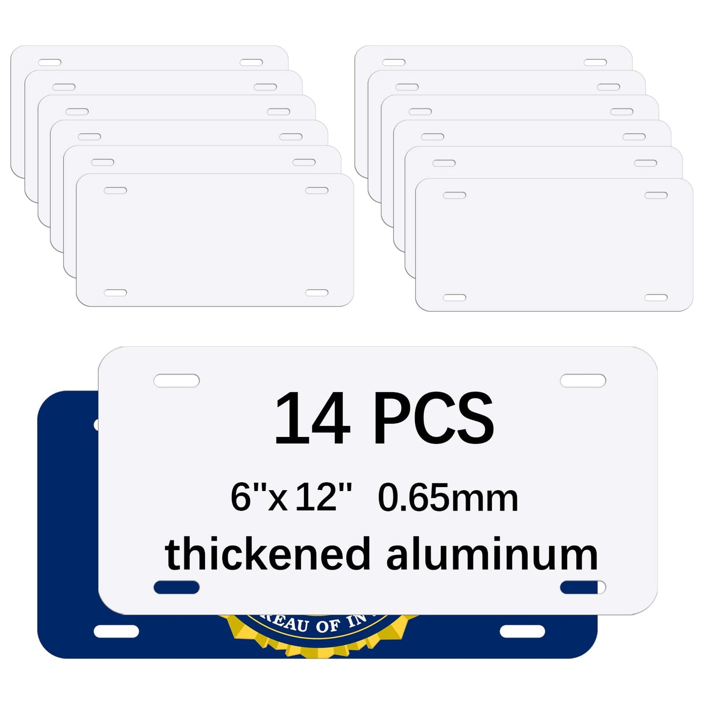 14 Pack Sublimation License Plate Blanks 6"X12" X0.65mm Metal Aluminum Automotive Front License Plate Tag