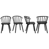 LUE BONA Black Dining Chairs Set of 4, Farmhouse Wood Dining Chairs with Semicircular Backrest, Spindle Dining Chair for Kitchen and Dining Room, 18 Inch LUE BONA