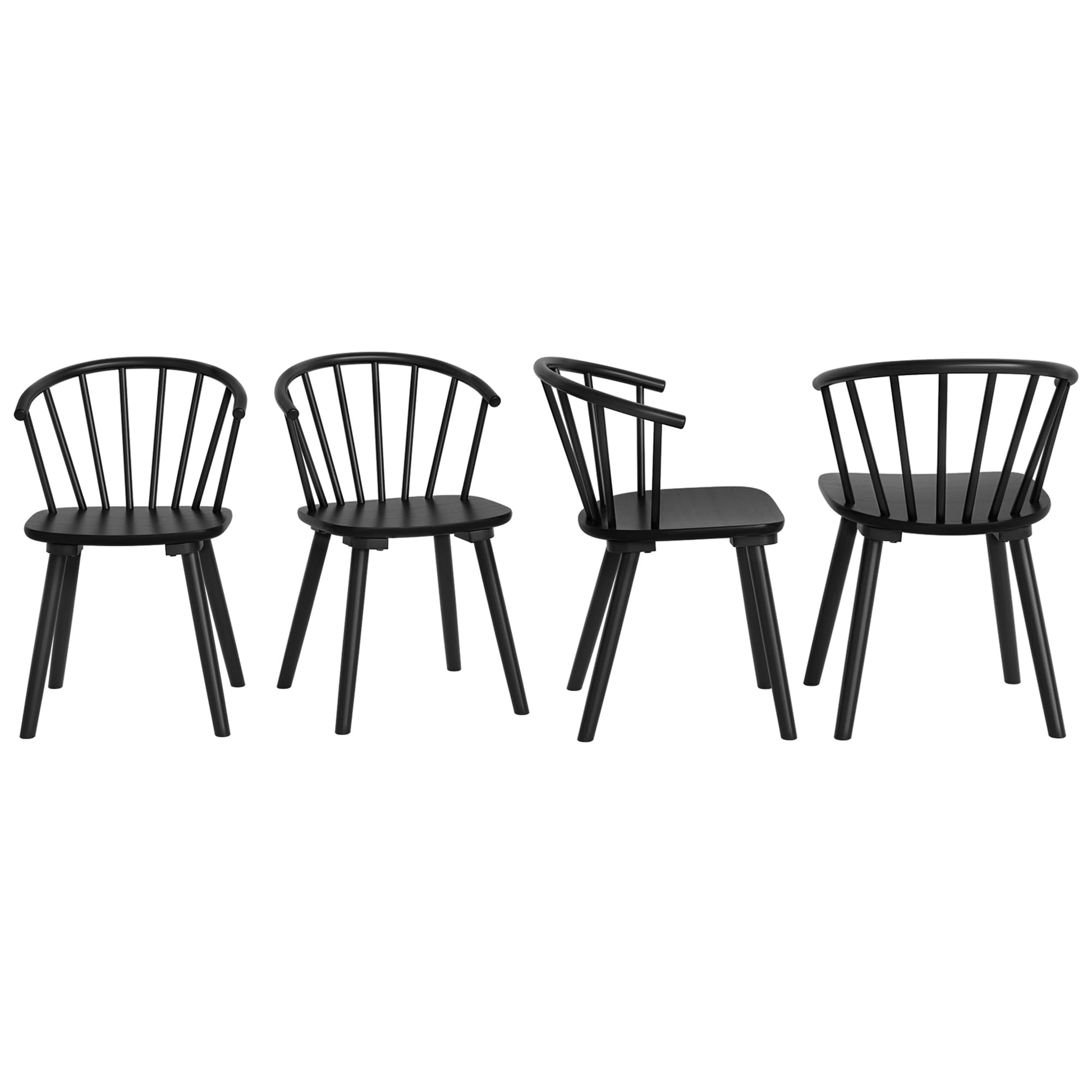 LUE BONA Black Dining Chairs Set of 4, Farmhouse Wood Dining Chairs with Semicircular Backrest, Spindle Dining Chair for Kitchen and Dining Room, 18 Inch - WoodArtSupply