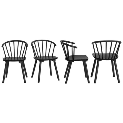 LUE BONA Black Dining Chairs Set of 4, Farmhouse Wood Dining Chairs with Semicircular Backrest, Spindle Dining Chair for Kitchen and Dining Room, 18 Inch - WoodArtSupply