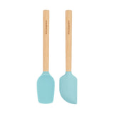 KitchenAid Bamboo Wood Handled Mini Spatula Set with Silicone Head, Set Of 2, Aqua Sky KitchenAid