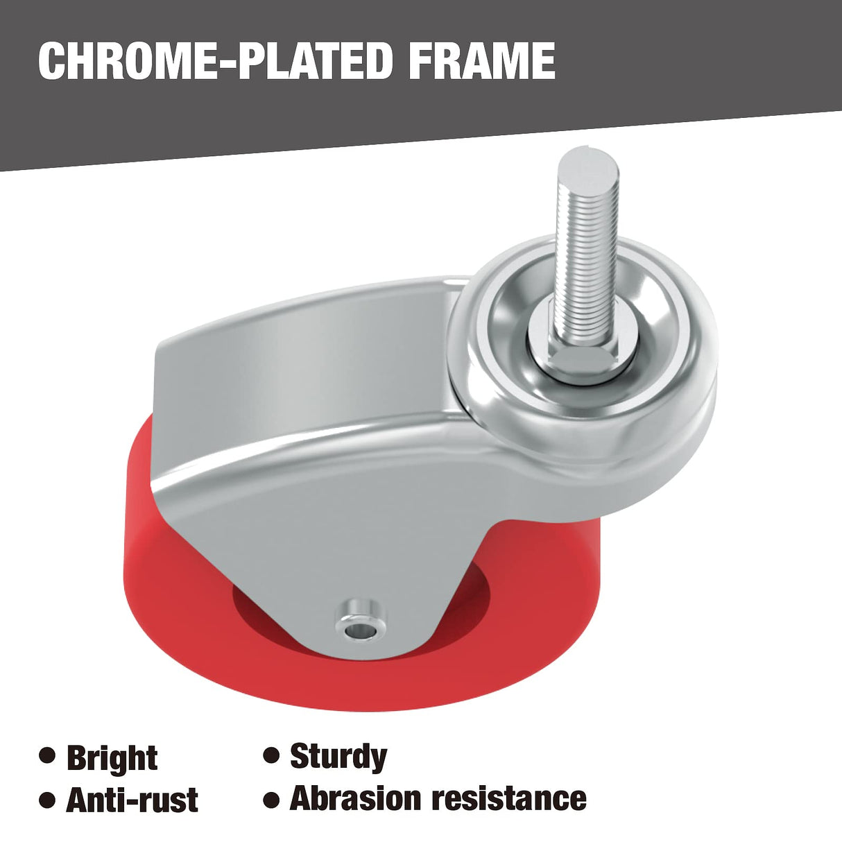 BIG RED 2.5 Inch Stem Caster Wheels Set of 6,Heavy Duty 360 Degree Swivel Stem Casters for Creeper Service Utility Cart Stool Post Mount,ATR6551-6PB BIG RED
