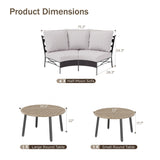 PHI VILLA Outdoor Patio Furniture Set 10 Piece, Round Sectional Curved Outdoor Sofa for 8 Persons with 2 Round Table for Garden, Poolside, Balcony, Backyard PHI VILLA