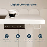 FitStand Adjustable Stand Up Desk with Memory Preset, Standing Desks 55 x 24 Inch Electric Home Office Desk Computer Workstation Splice, White Top + White Frame FitStand