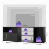 Viplive LED TV Stand for 55/60/ 65 Inch TV, TV Stand Table with PS5 Cabinet & Power Outlet, Black TV Stand for Living Room with Storage Drawer, TV Entertainment Center with RGB Lights for Bedroom Viplive